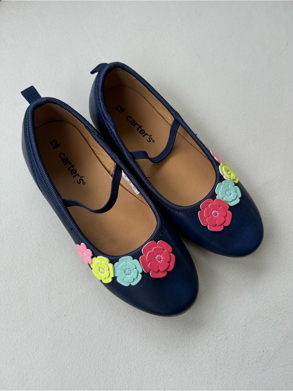 Carter's Size 12 Navy Girls Floral Strap Flats